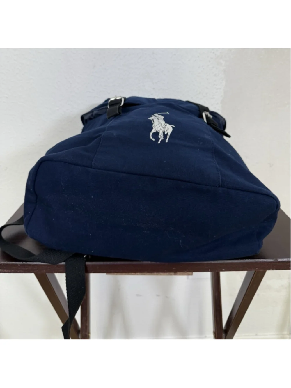 Ralph Lauren Canvas Backpack Unisex Logos Preppy Academic School Old Money Blue